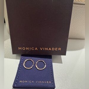 Monica Vinader Brand New Rose Gold and Natural Diamond Huggie Earrings